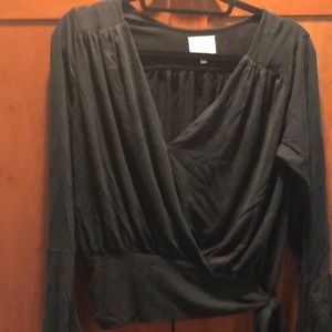 Anthropologie black wrap top.
